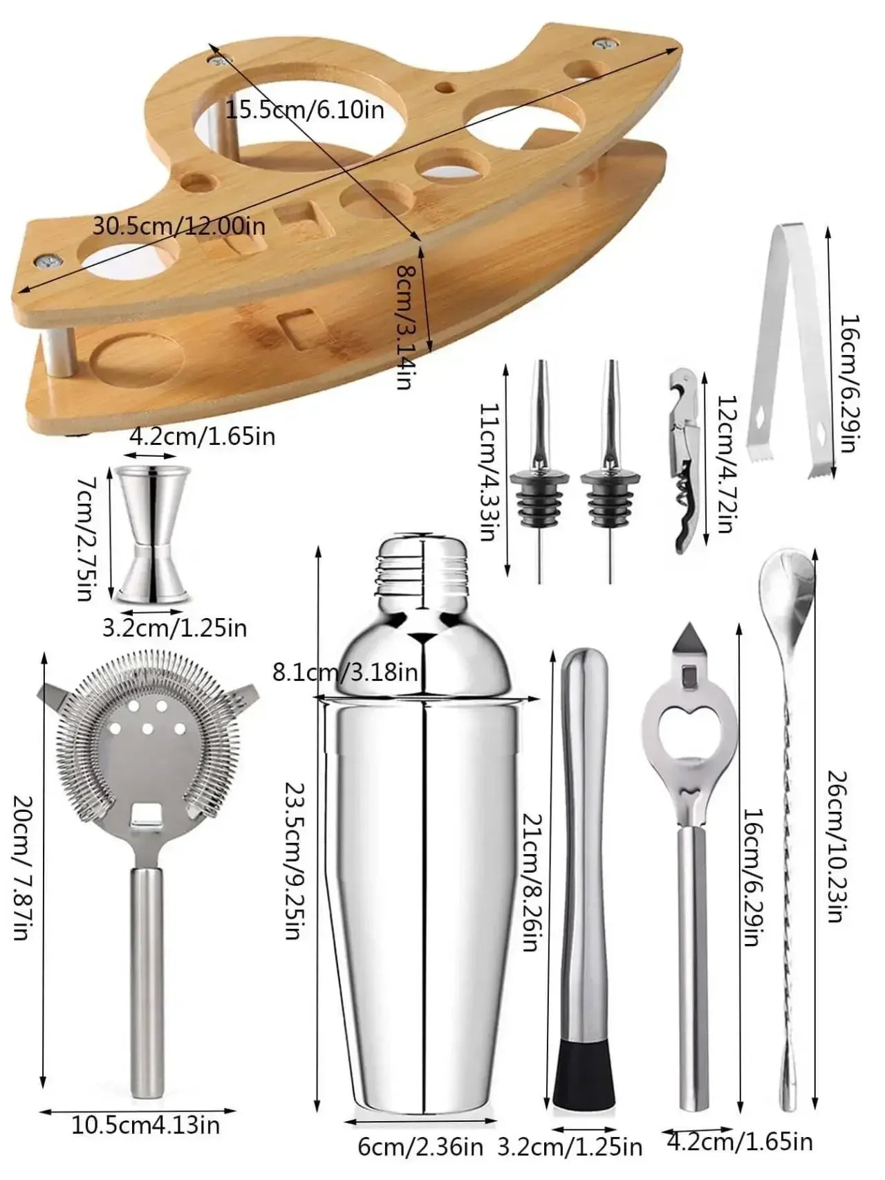 CrownHaus Bartender Kit – Stainless Steel Cocktail Shaker Set
